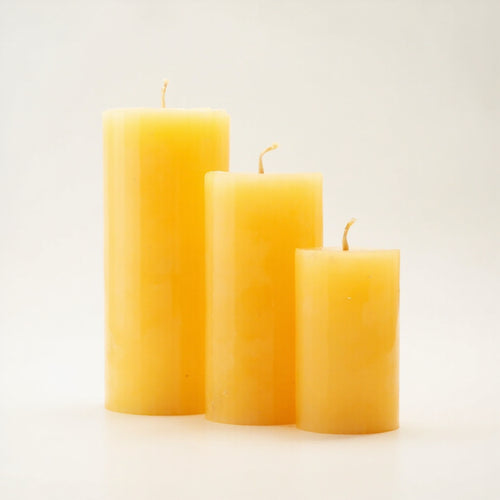 Beeswax Pillar Candles Set of 3 Unscented