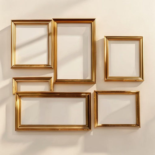 Brass Picture Frames Set of 4 — Mixed Sizes, Glass Front — product photo by Hearth & Hide