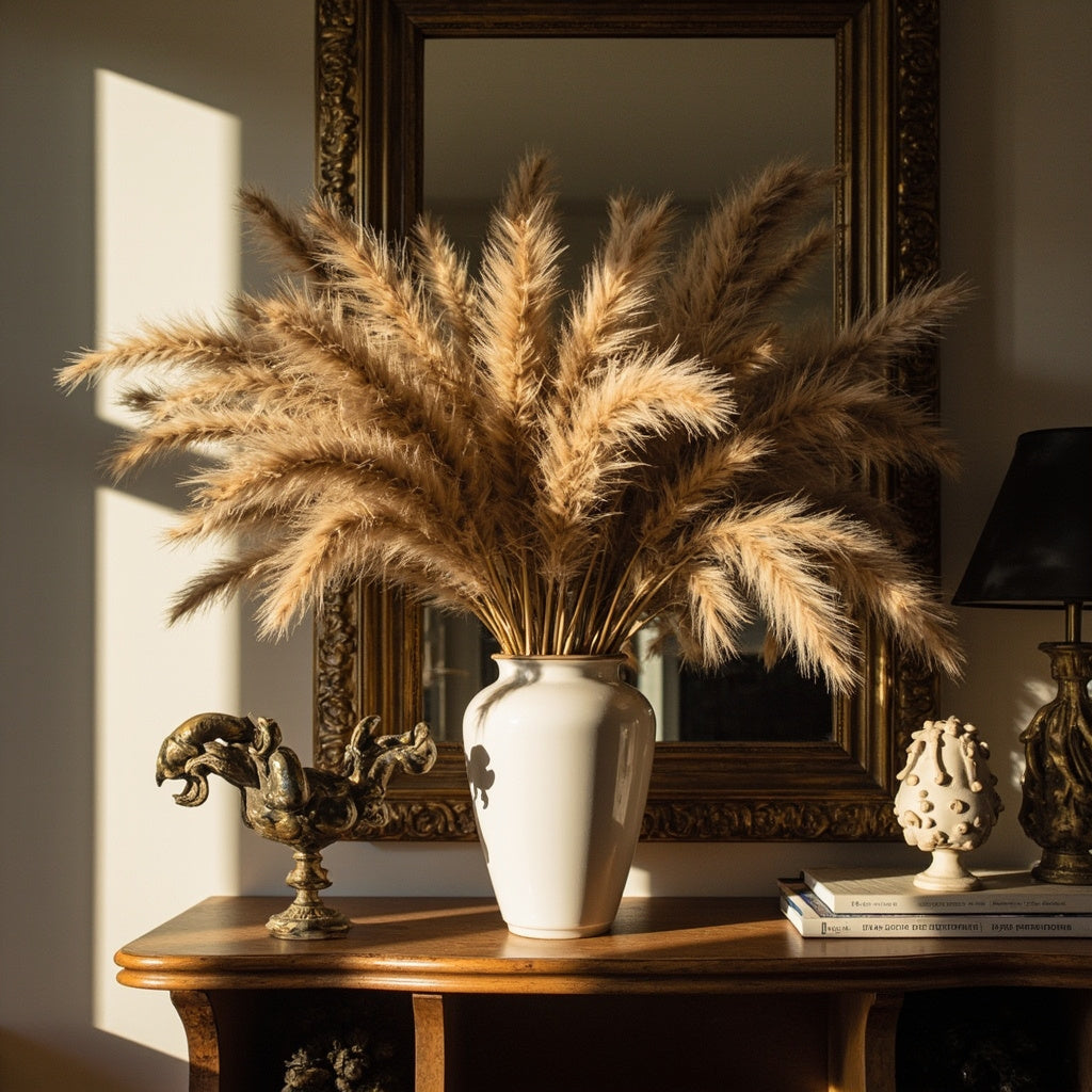 Faux Pampas Grass Dried Bouquet