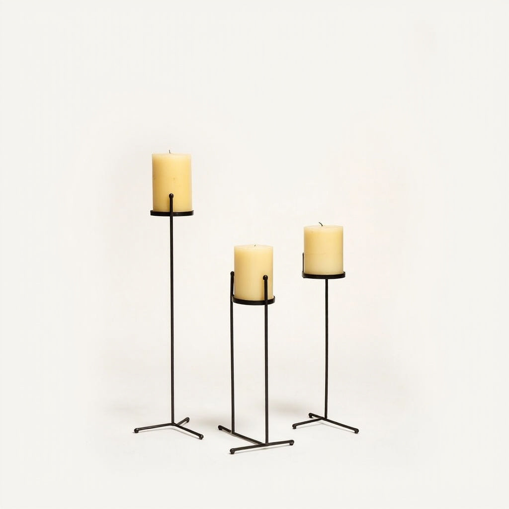 Iron Candle Holder Pillar Set of 3