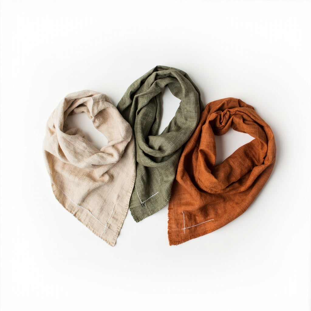 Linen Pet Bandana Adjustable 3 Pack