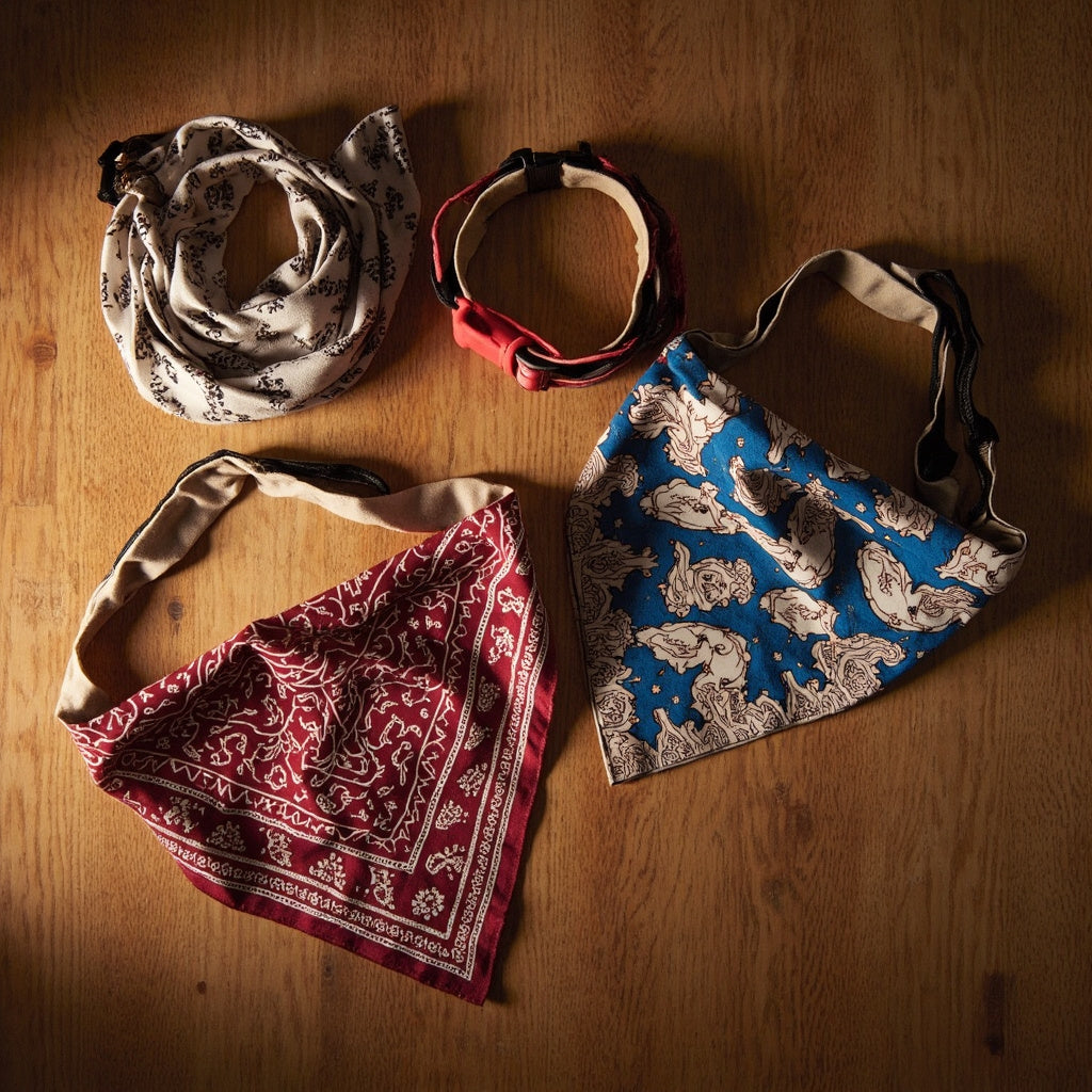 Linen Pet Bandana Adjustable 3 Pack