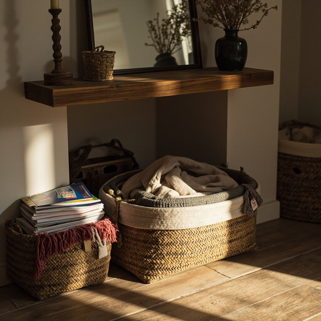Rattan Wicker Basket Set 3 Piece Storage