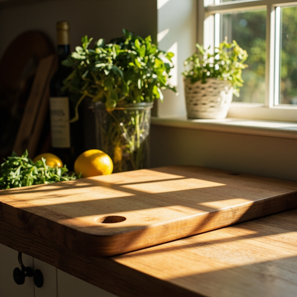 Rustic Acacia Wood Cutting Board with Juice Groove