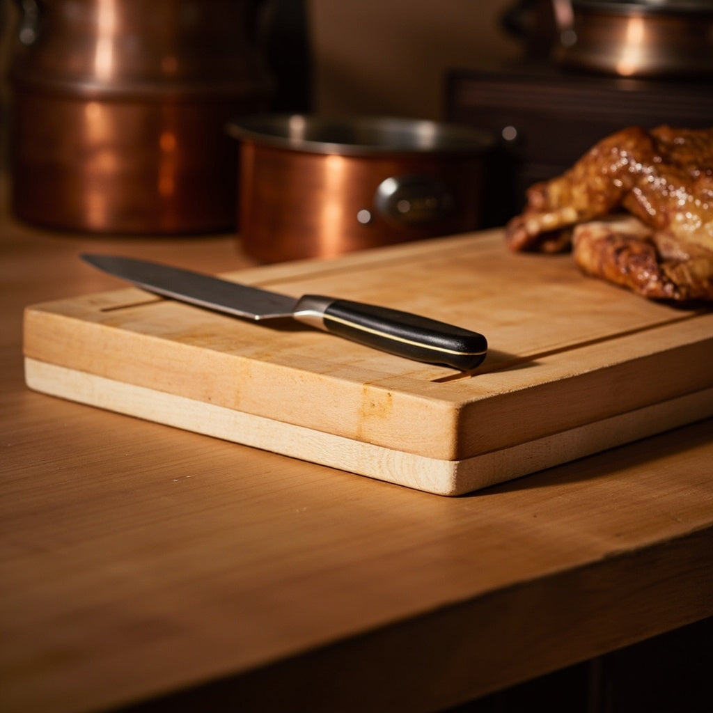 Rustic Acacia Wood Cutting Board with Juice Groove