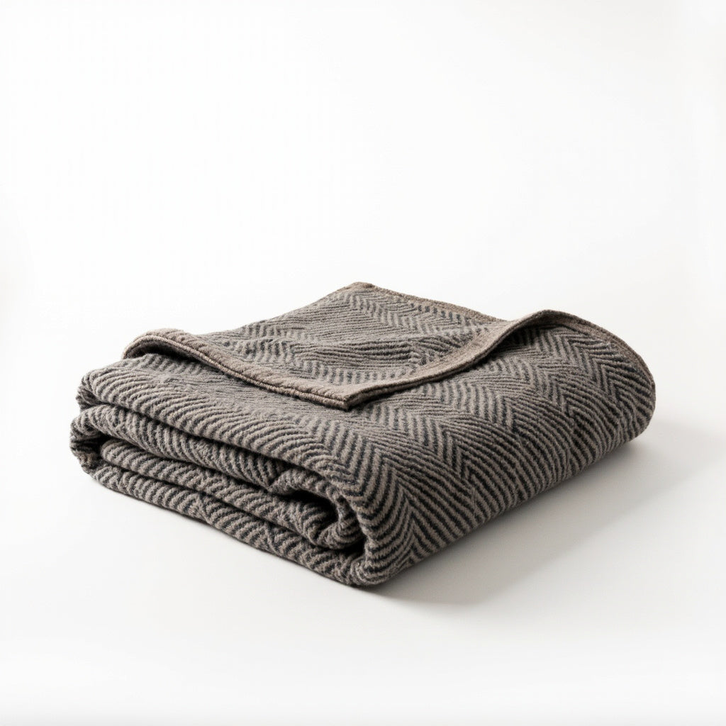 Wool Throw Blanket Woven Tasseled